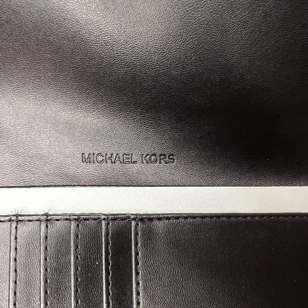 MK Michael Kors Womens Jet Set Travel Large Trifold Wallet Signature Black - Picture 7 of 10